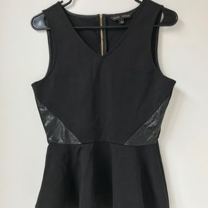 Dora Landa Black Peplum Top with Leather Side Smal